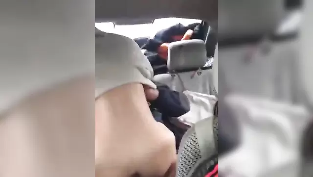 Asian wife cheats on her husband in a car